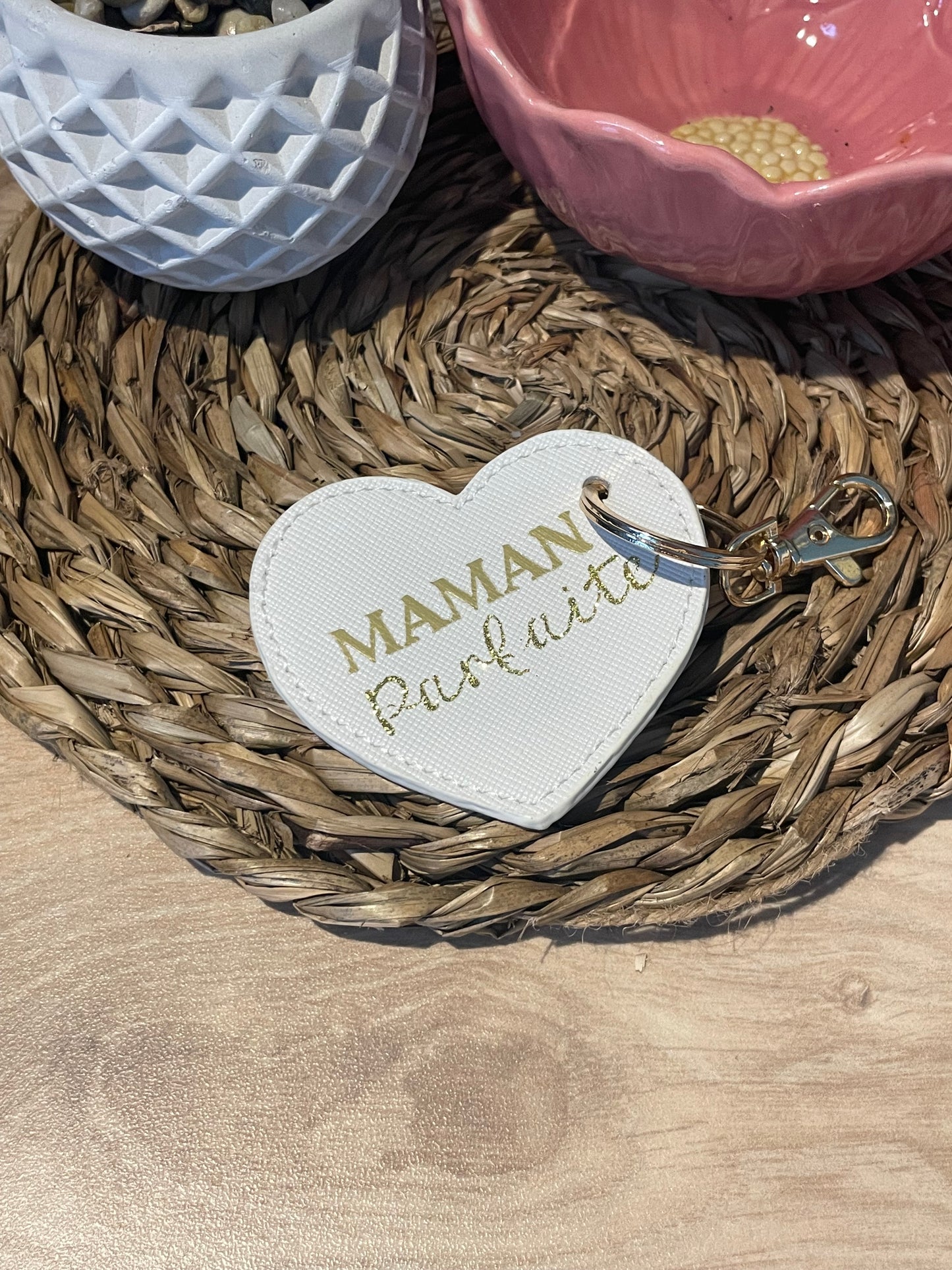 Porte clé simili cœur « maman parfaite »