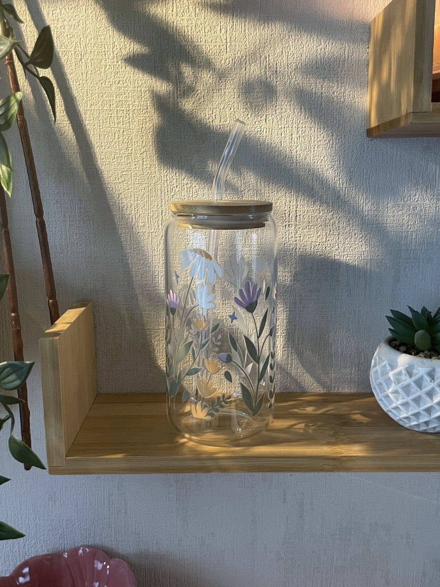 Canette en verre flowers
