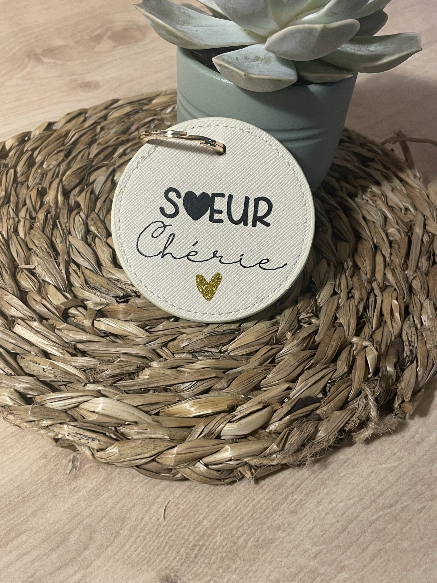 Porte clé "coeur chéri" soeur