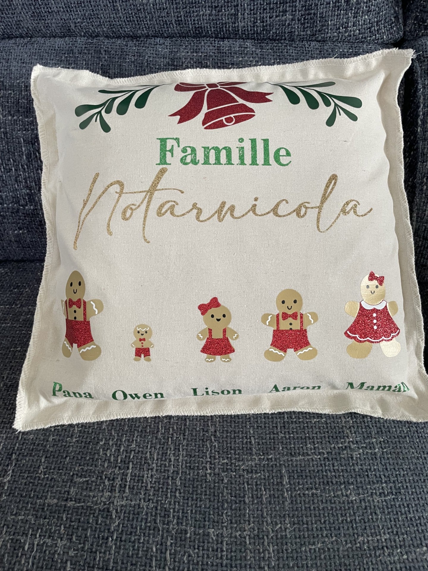 Housse de coussin "Famille des pains d'épice"