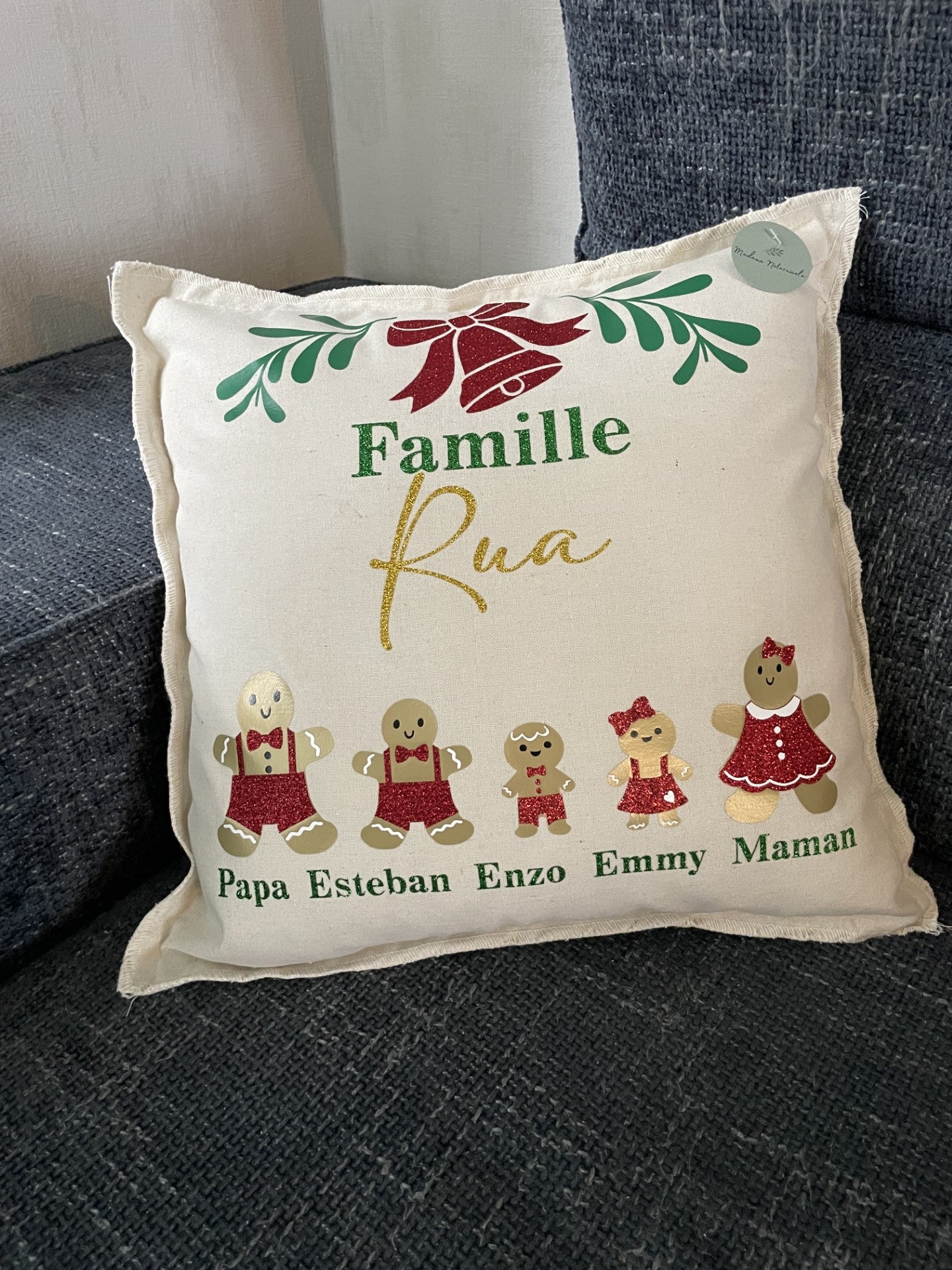 Housse de coussin "Famille des pains d'épice"
