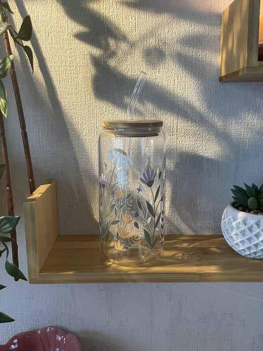 Canette en verre flowers