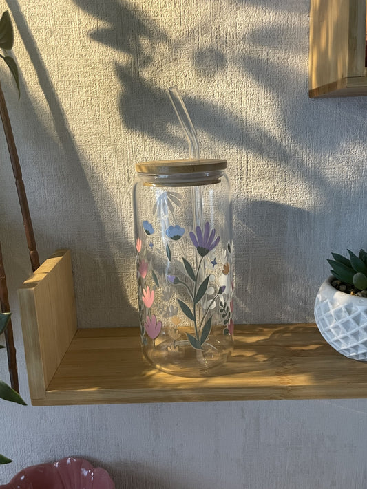 Canette en verre flowers