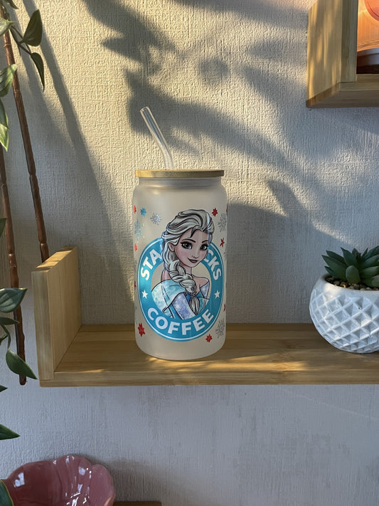 Canette en verre reine des neiges
