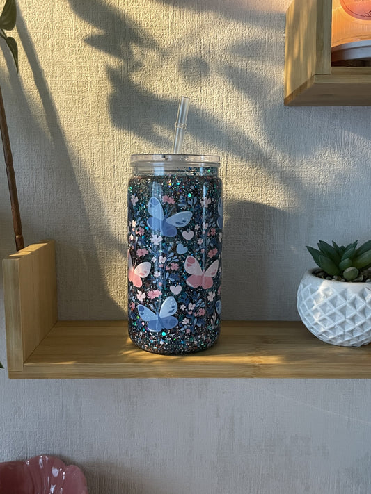 Canette snowglobe papillons