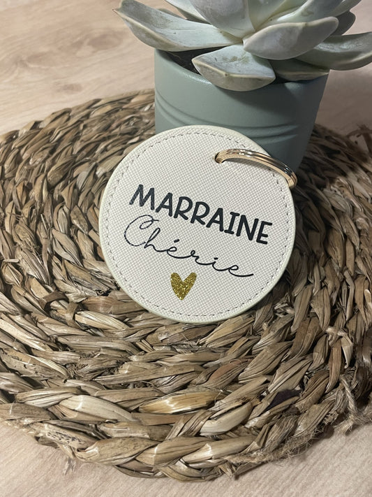 Porte clé "coeur chéri" marraine