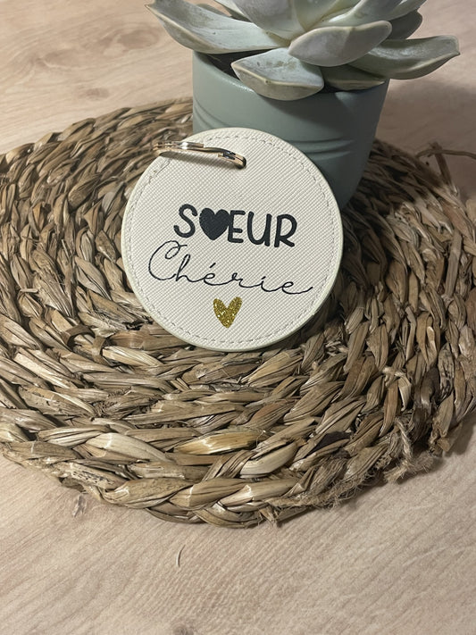 Porte clé "coeur chéri" soeur