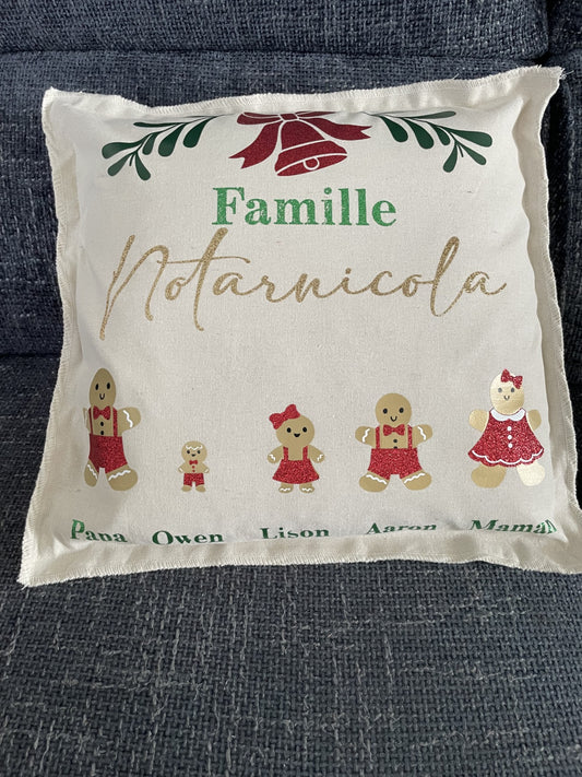 Housse de coussin "Famille des pains d'épice"