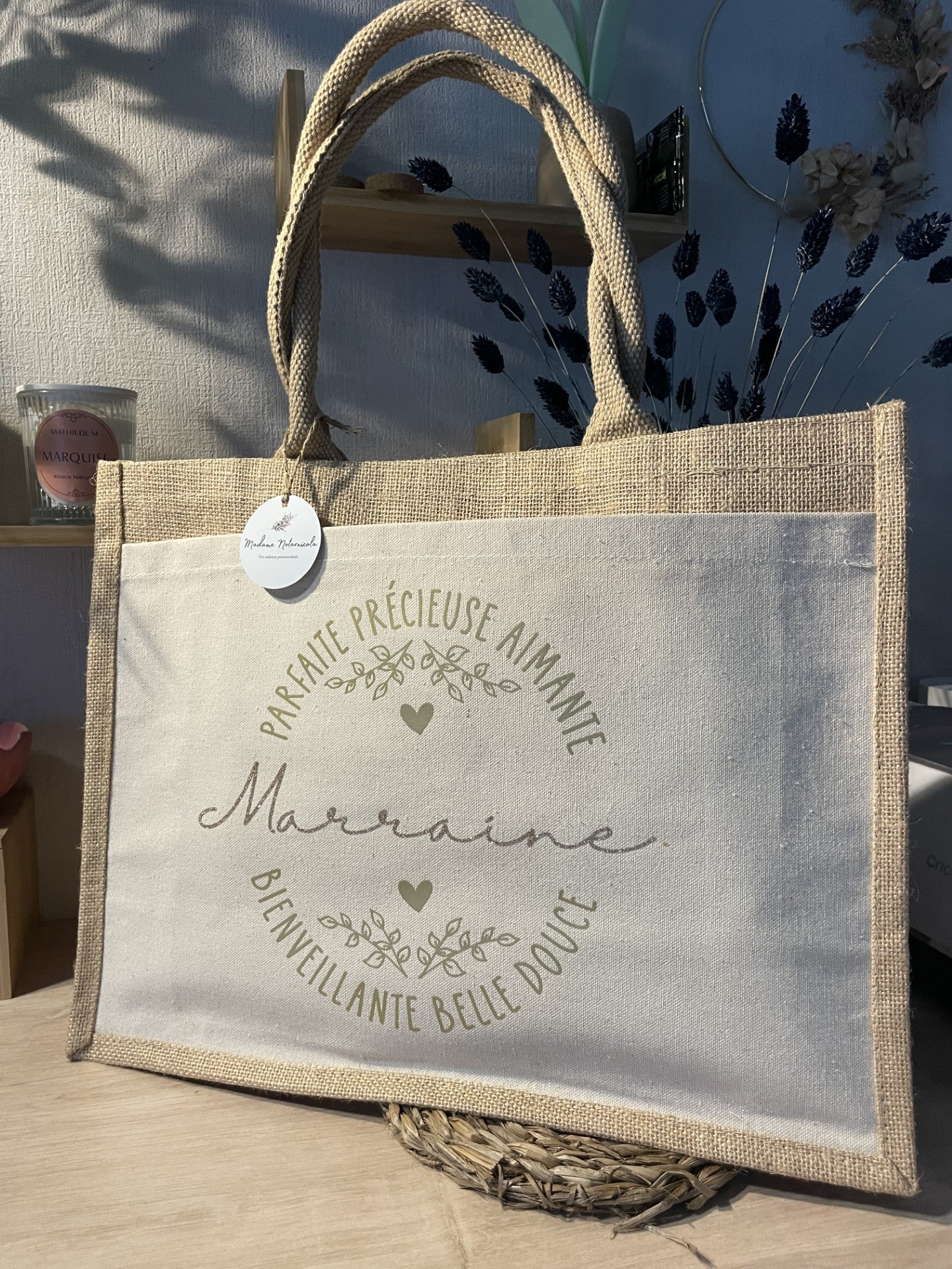 Cabas "mots doux" marraine