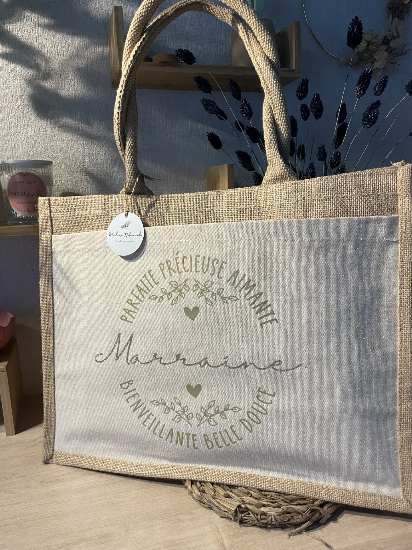 Cabas "mots doux" marraine