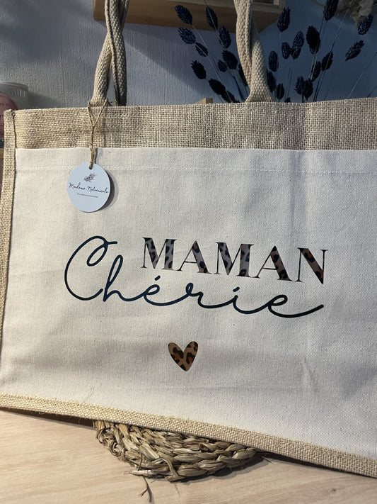 Cabas "coeur chéri ggrr" Maman