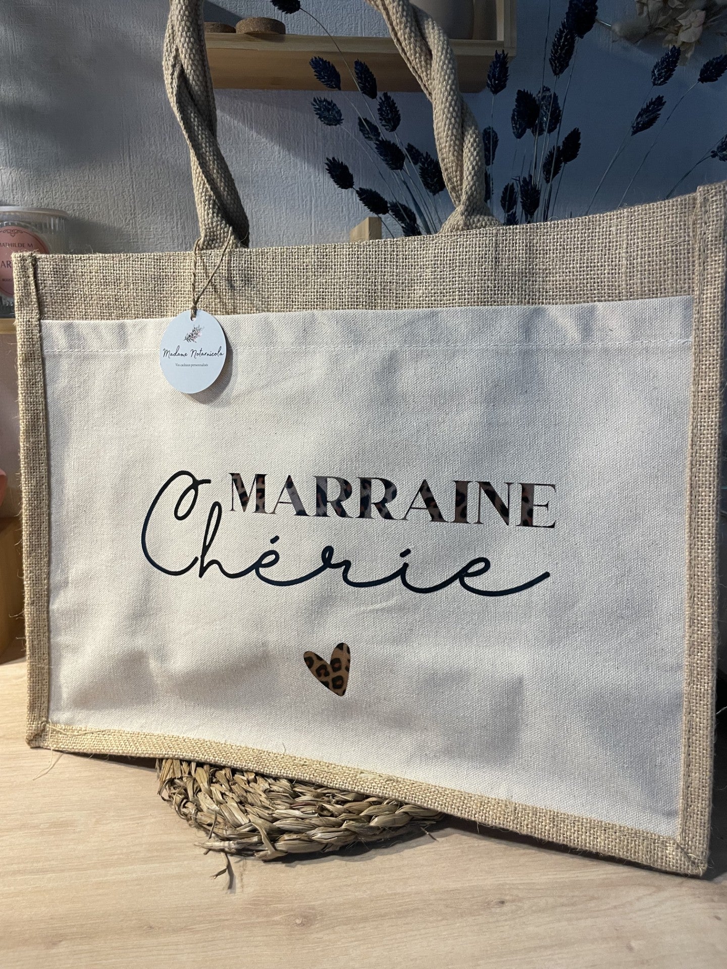 Cabas "coeur chéri ggrr" Marraine